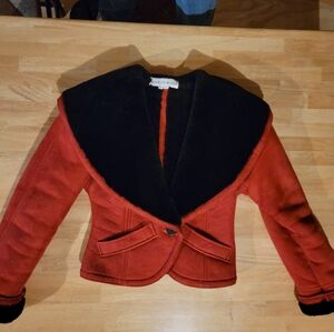 Chic Red and Black Leather Jacket